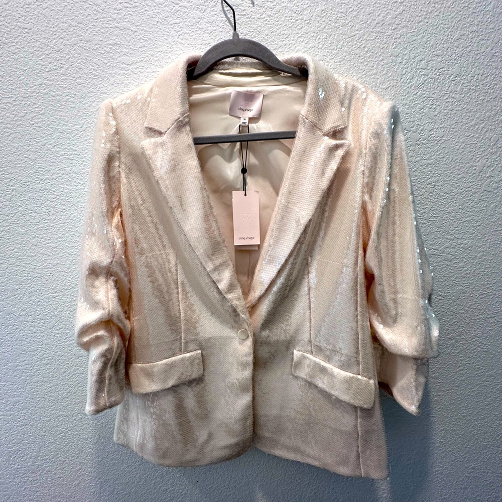 Cinc A Sept Champagne Sequin Blazer
